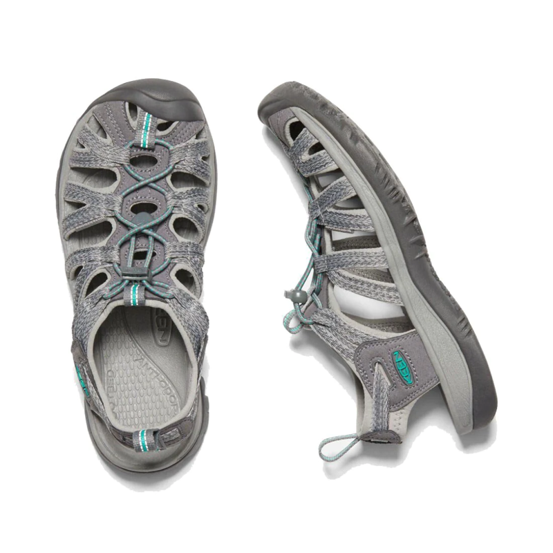 Keen Women's Whisper Sandals in Medium Grey/Peacock Green-1
